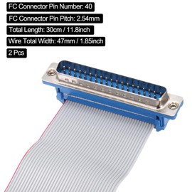 sourcing map IDC Wire Flat Ribbon Cable DB37 Male to FC-40 Female Connector 2.54mm Pitch 30cm Length 2pcs