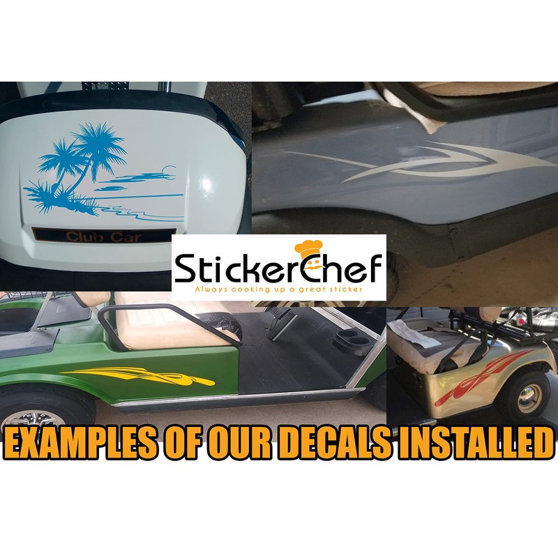 Golf Cart Decals, Palm Tree Sunset Design, Hood and Side