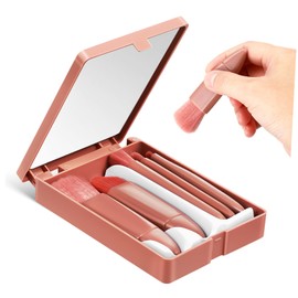 Minkissy Mini Makeup Brush Set 5 Piece Travel Makeup Brushes Foundation Lip Eye Shadow Blush Powder for Women