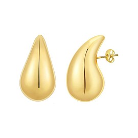 TOEECY Chunky Gold Earrings Teardrop Spiral Earrings Lightweight Trendy Hypoallergenic Gold Plated Hoop 925 Silver Earrings Fashion Jewelry Gifts for Women Girls Gold A