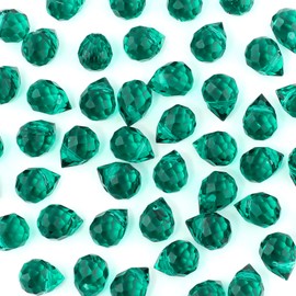 Nexlynk 100PCS Crystal Glass Beads 8×10mm, Malachite Green Faceted Teardrop Shape Beads, Shiny Crystal Beads Bulk for Jewellery Making, Necklace Bracelet Earring DIY Craft Projects