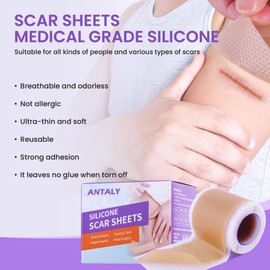 Silicone Scar Sheets,Silicone Scar Tape,Medical Grade Scar Tape for Surgical Scars,Keloid Bump Removal,C-Section,Stretch Marks,Tummy Tuck, Hypertrophic,Post-Surgery-1.6"X 59" Roll