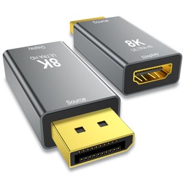 SWITCHFLUX 1-Pack DisplayPort 1.4 to HDMI 2.1 Adapter (8K@60Hz,4K@144Hz) Uni-Directional DP (Source) to HDMI (Display) Converter Compatible with PC,Desktop,AMD,NVIDIA,and Gaming Monitors