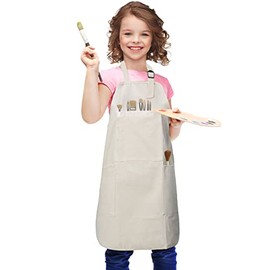 Kids Apron Adjustable Child Apron with 4 Pockets for Baking Painting