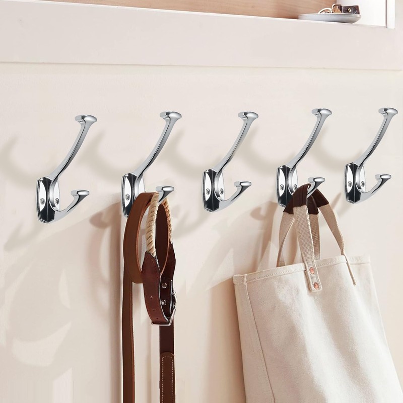 ZAUYX 5 Pack Polished Chrome Hooks Decorative Heavy Duty Solid