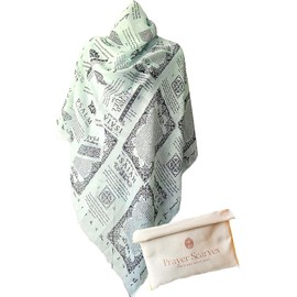 Protection Prayer Scarf - Large, Lightweight Prayerfully Made Bible Verse Shawl, 35x70", 7 Passages of Protection, Psalm 91 (Scarf w/Canvas Bag, Honeydew Green)