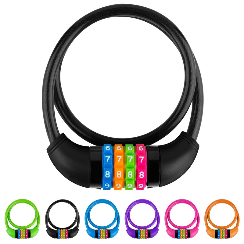 IDEALUX Bike Lock Cable, Bicycle Cable Lock with 4 Digit