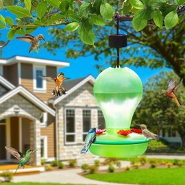 ReeYee Hummingbird Feeders for Outdoors, 20oz Plastic Humming Bird Feeder with Ant Moat Circular Perch for Garden Yard Hanging, Easy to Clean and Refill