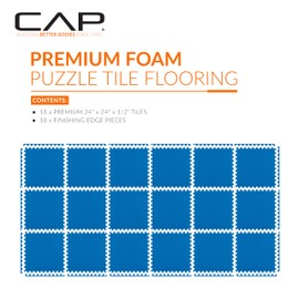 CAP Barbell 1/2-Inch Interlocking EVA Foam Exercise Puzzle Mats - 3 Pack | 24" x 24" x 1/2" | Diamond Pattern - Blue