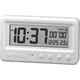 RHYTHM 8RDA72SR03 Waterproof Timer with Digital Clock Aqua Proof White