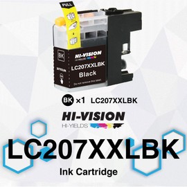 HI-Vision 4-Pack Compatible LC205 LC207 XXL Super High Yield Black Cyan Yellow Magenta Ink cartridges Replacement for MFCJ4320DW J4420DW J4620DW Color Printers LC207BK LC205C LC205Y LC205M