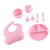 8 Pcs Silicone Baby Feeding Set Bib Suction Plate Bowl