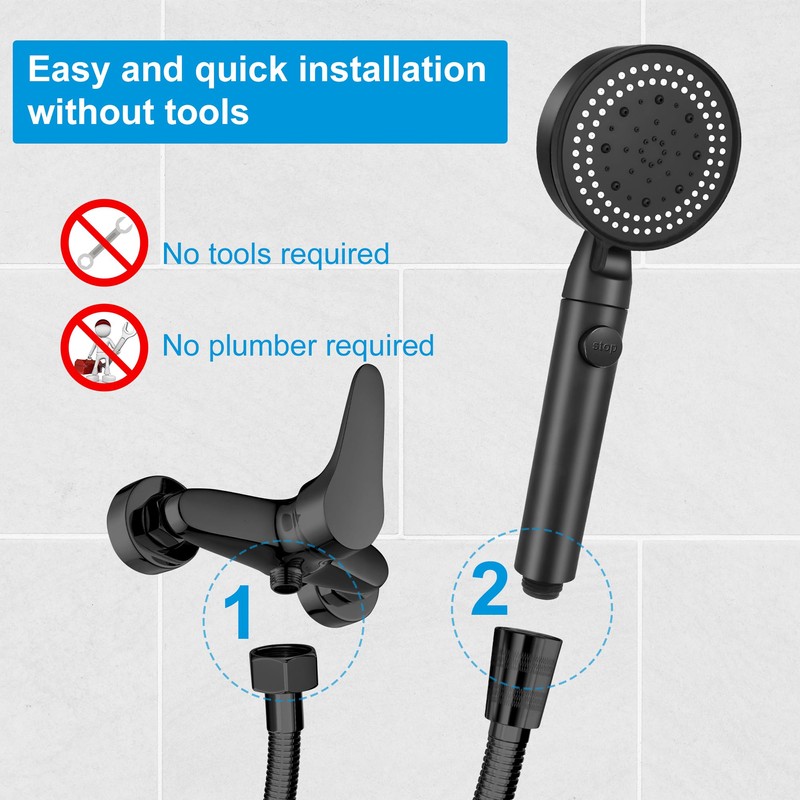 Shower Head and Hose, 5 Mode Water Saving Shower Heads