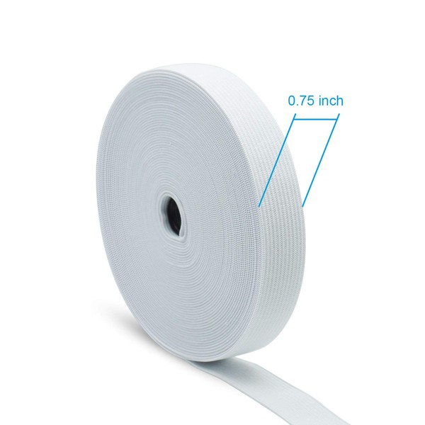 NW White Elastic Bands for Sewing Elastic Cord (White, 3/4 Inch)