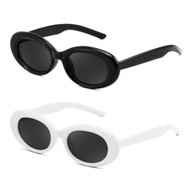 YuJian 2PACK Kids Sunglasses for Girls Boys Oval Small Frame Toddler Shades UV 400 Protection Age 3-8