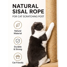 Natural Sisal Rope for Cat Scratching Posts – 20M/50M DIY Replacement Rope for Cat Trees and Furniture Protection