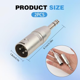 GodtKowty 2-Pack Jack to XLR Adapter, 6.35mm to Adapter, Durable Jack to XLR Converter, Professional Grade 1/4 Inch 6.35mm Male to Male Connectors for Mixers, Speakers, Audio Interfaces