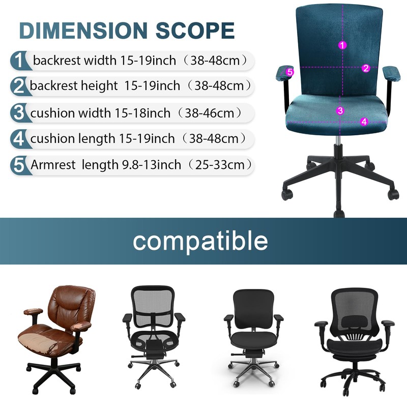 Tallew 4 Pcs Office Chair Covers Set Computer Universal Protective