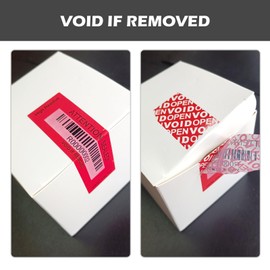 120 pcs Tamper Evident Label Sticker with Bar Code Security Warranty Void Seals Total Transfer Tamper Proof Stickers for Reusable Package with Serial Number(1 x 3.4 Inches,Red)
