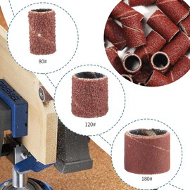 Wolfride 132 Piece Sanding Band, Router File, Electric File, For Drill Press, Nail Off, Nail Bit, 180#, 120#, 80#, Grinding, Polishing Tool, Woodworking, Rotary Tool, DIY Tool, 12 Pieces with 0.12 inch (3.17 mm) Shaft Included