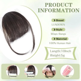 Flequillos Postizos, Postizo Pelo Clip de Flequillo Flequillos de Extensiones Natural Clip Una Pieza Clip in Fringe Bangs Clip en Flequillo Francés Hair de Cabello Extensiones de Cabello Clip Prótesis Capilar para Mujer (Marrón Oscuro)