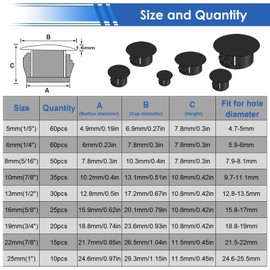 smseace 305Pcs Nylon Plastic Hole Plugs 9-Sizes Industrial Hardware Biscuits & Plugs for Round Holes 1/5" 1/4" 5/16" 3/8" 1/2" 5/8" 3/4" 7/8" 1" for Furniture,Cabinet,Kitchen