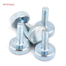 Thumb Screw Knurled Screws, Pack of 5 M5 20 mm Galvanised Flat Knurled Head Screws Made of Carbon Steel, Handmade Thumb Screws for Electrical Appliances, Tools, Cars (M5 x 20 (5pcs))
