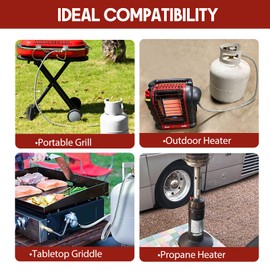 GasXpert 12 Feet Propane Hose Adapter 1lb to 20lb with Gauge, Propane Tank Adapter, 1lb to 20lb Propane Tank Adapter, Propane Hose Adapter 1lb to 20lb, Propane Hose Adapter