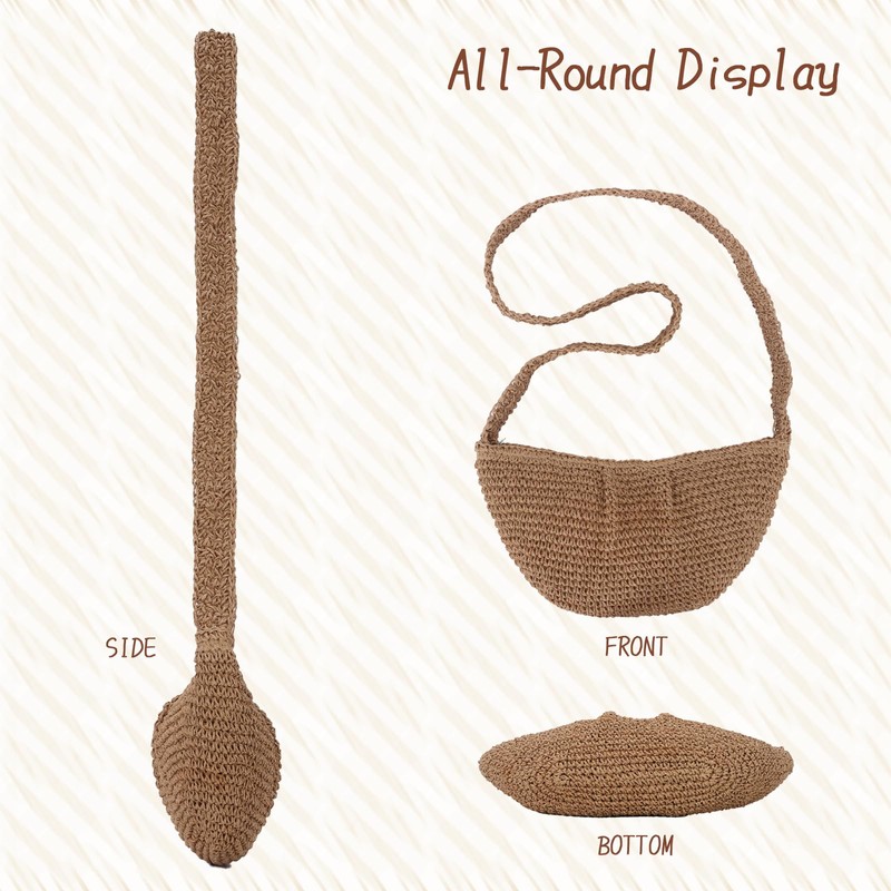 Fecialy Straw Crossbody Bag for Women Pleated Dumpling Shoulder Handbags