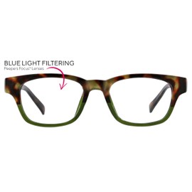 Peepers by PeeperSpecs Women's Layover Square Blue Light Blocking Reading Glasses, Tortoise/Green, 49 + 0
