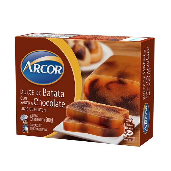 Arcor Dulce de Batata Sweet Potato Jelly with Vanilla and Chocolate Ideal for Homemade Pastry - Gluten Free, 500 g / 1.1 lb