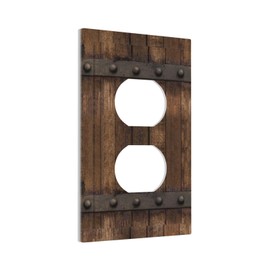 Rustic Farmhouse Brown Duplex Outlets Cover Decorative Light Switch Cover Flat Wall Plates for Bathroom Bedroom Living Room Kitchen Decorative 4.5''x 2.76''