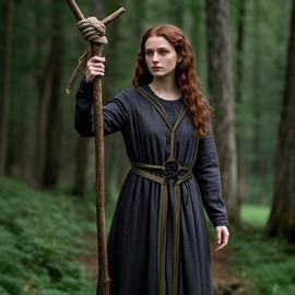 Joukavor Viking Troll Cross Belt Norse Witch Rope Belt Medieval Accessories Women (Green)