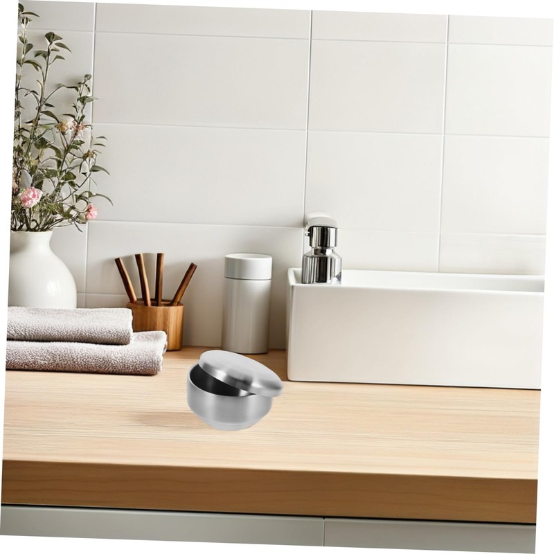 KOMBIUDA Stainless Steel Shaving Bowl Lid Foaming Bowl for Shaving