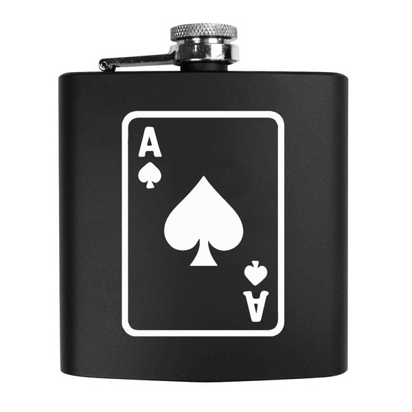 Azeeda 6oz (170ml) 'Ace Playing Card Graphic' Pocket Hip Flask