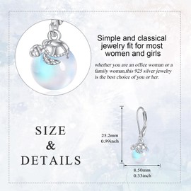 Turtle Earrings For Women Moonstone Teardrop 925 Sterling Silver Jewelry Gifts for Girls