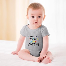 WOOYONGING Could I Be Any Cuter Newborn Romper Gender Neutral Short Sleeve Baby Girl Newborn Grey Baby Girl Clothes Newborn 0-3 Months