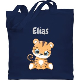 Geschenk mit Namen personalisiert by Shirtracer - Cotton Bag - Animals - Cute Tiger Tigers Wild Cat, 3 Navy Blue