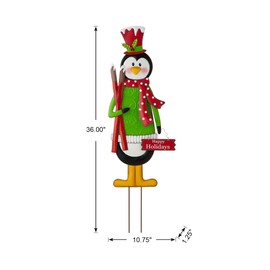 glitzhome GH30554R1 Christmas Yard Signs Decorations Outdoor Metal Penguin Garden Stakes for Xmas Holiday