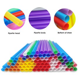 100 Pcs Individually Straws Smoothie Straws, 7.5 * 0.43in /19 * 1.1cm Wide Plastic Disposable Straws for Milkshakes, Smoothies, Boba, Bubble Tea, Ice Coffee, Multicolor
