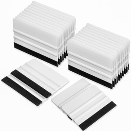 24 Pcs Squeegee for Vinyl 4 Inch Black Felt Edge Vinyl Squeegee Plastic Scraper Vinyl Wrap Tools Window Tint Remover Car Automotive Sticker Decal Applicator (White)