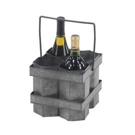 Deco 79 Rustic Metal Four-Bottle Wine Holder, 7"W x 7"H, Gray