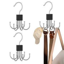 Multi-Purpose Rotatable Belt Hanger & Organizer for Closet - Space-Saving Storage for Belts, Bras, Hats, Tank Tops, Ties, Scarves, and Purses