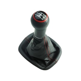 Newtown2700-parts Gear Knob Gear Stick Gaiter and Frame Black Stitching Red Cap Compatible with VW Passat 3B 3BG B5 5.5 5 Speed