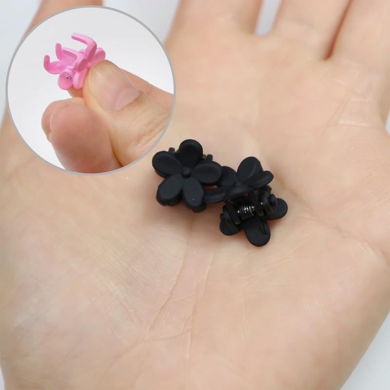 HPNN-008 Hair Clip, Mini Flower, Black, Small, Cute, Bangs, Hair