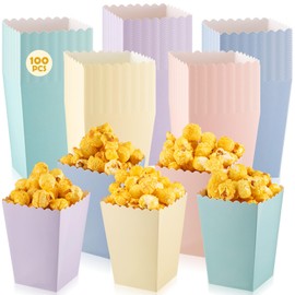 Geiserailie 100 Pcs Mini Popcorn Boxes for Party Colorful Paper Candy Treat Favor Containers Buckets Supplies for Movie Theater Back to School Birthday Carnival Bridal Decorations(Pastel)