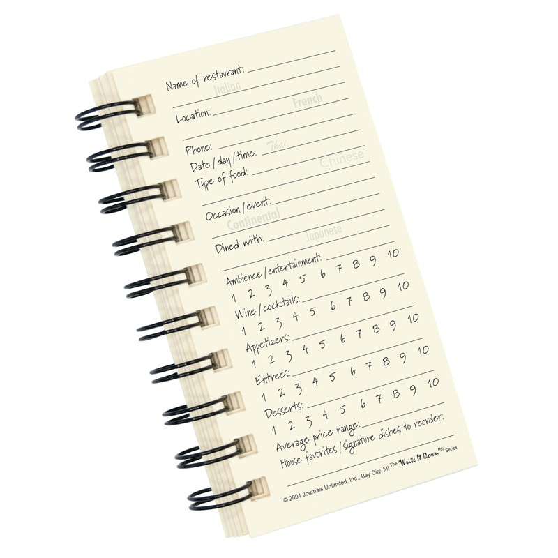 Write it Down series by Journals Unlimited, Guided Journal, Dining