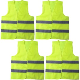 4 Pack Hi Vis Vests,Hi Vis Safety Vests with 2 Reflective Stripes,Night Workwear Reflective Vest,for Traffic Work, Running, Surveyor and Security Guard Construction Vest (Green)