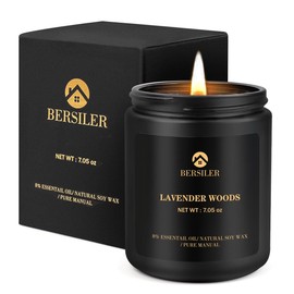 Scented Candle for Men, Lavender Wood Candle for Home Scented, Candle Gifts for Men, Aromatherapy Candle, Stress Relief and Relax Gift for Men Women Birthday Christmas Valentine