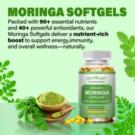 HZZYPLANT Moringa Softgel Capsules, Made with Pure Moringa Oleifera Leaf, Green Superfood High Absorption than Moringa Powder Capsules, for Energy, Immunity & Joint Health,Vegan,Non GMO,2 Month Supply